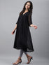 Black Dobby Chiffon Self Design Empire Kurta